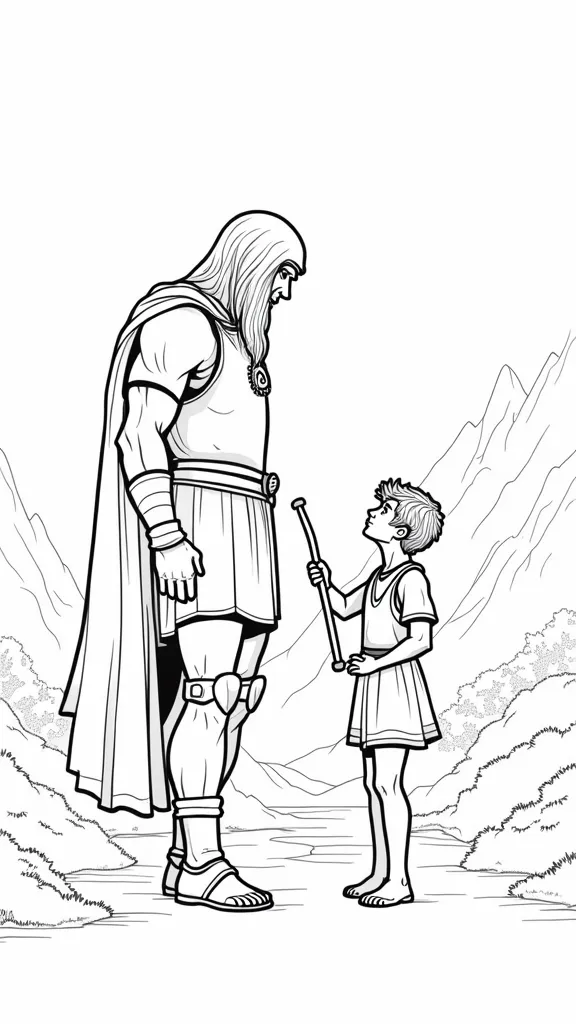 coloriage david et goliath gratuit